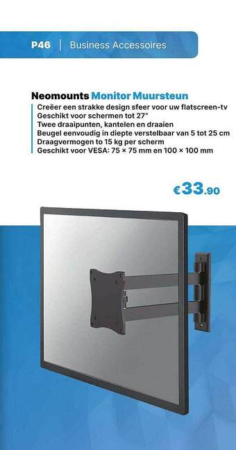 Neomounts monitor muursteun