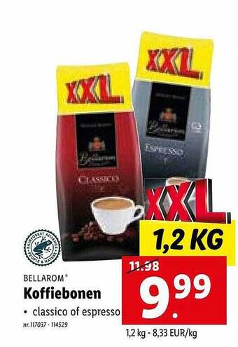 Lidl Bellarom koffiebonen aanbieding