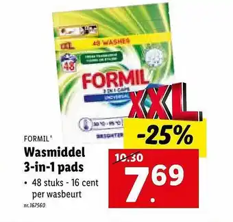 Lidl Formil wasmiddel 3-in-1 pads aanbieding
