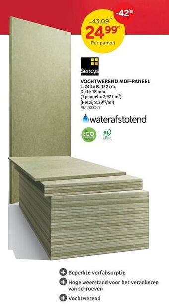 Waterafstotend mdf-paneel
