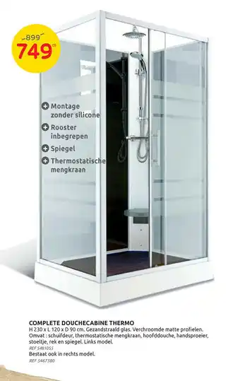 Brico Complete douchecabine thermo H 230 L x 120 x D 90 cm aanbieding