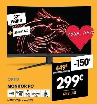 Electro Depot Msi optix monitor pc mag272qp aanbieding