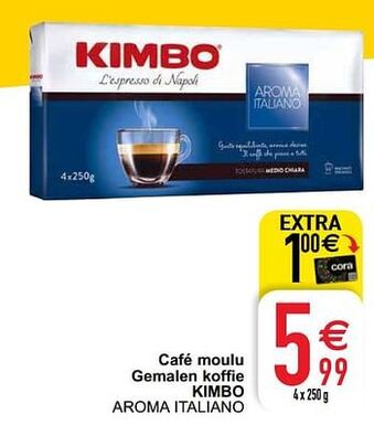 Cora Café moulu gemalen koffie kimbo aanbieding