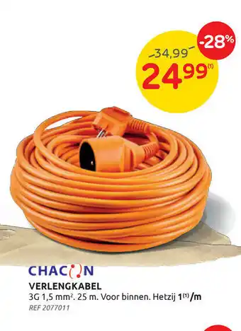 Verlengkabel 3g 1,5 mm. 25m