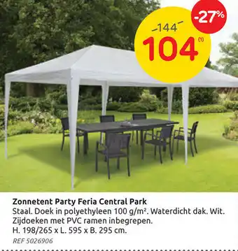 Brico Zoennetent party feria central park H. 198/265 x L. 595 x B 295 cm aanbieding