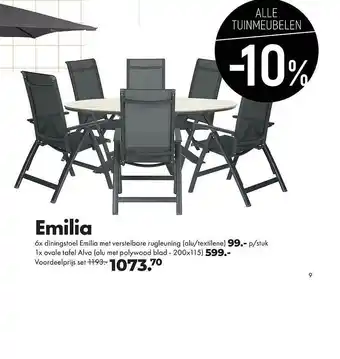 Freetime 6x Diningstoel Emilia Met Verstelbare Rugleuning 1x Oavle Tafel Alva aanbieding