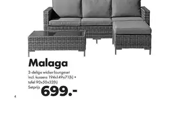 Malaga 3 Delige Wicker Loungeset Incl. Kussens