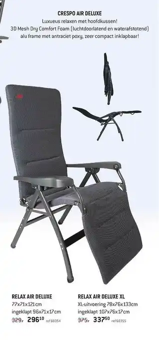 Crespo Air Deluxe, Relax Air Deluxe En Relax Air Deluxe Xl