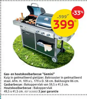 Brico Gas-en houtskoolbarbecue "gemini" aanbieding