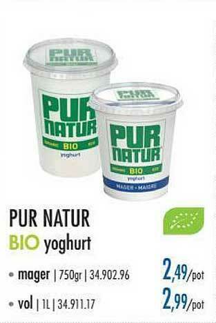 Horeca totaal Pur Natur Bio Yoghurt aanbieding