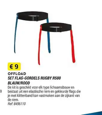 Decathlon Offload set flag-gordels rugby r500 blauw-rood aanbieding