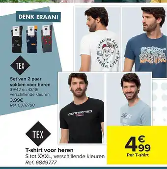 Set van 2 paar sokken voor heren t-shirt voor heren