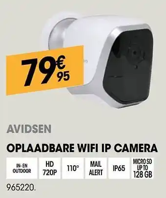 Avidsen oplaadbare wifi ip camera