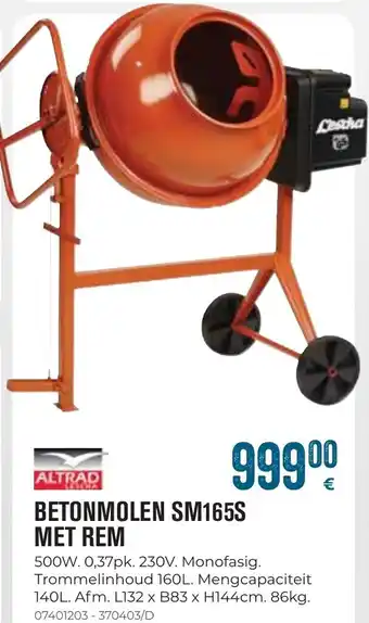 Meno Altrad Betonmolen SM165S Met Rem aanbieding