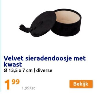 Action Velvet Sieradendoosje Met Kwast aanbieding
