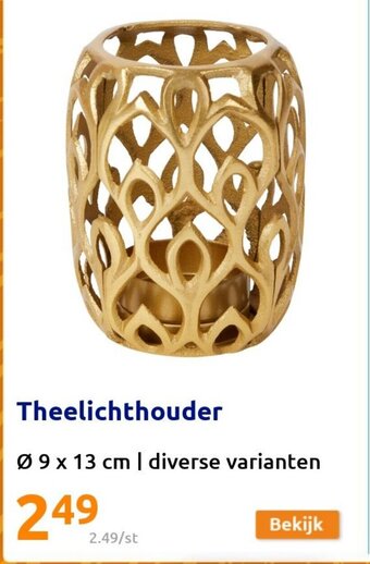 Action Theelichthouder 9 x 13cm Diverse Variaten aanbieding