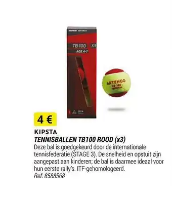 Decathlon Kipsta tennisballen tb100 rood x3 aanbieding