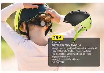Decathlon Btwin fietshelm teen 520 fluo aanbieding