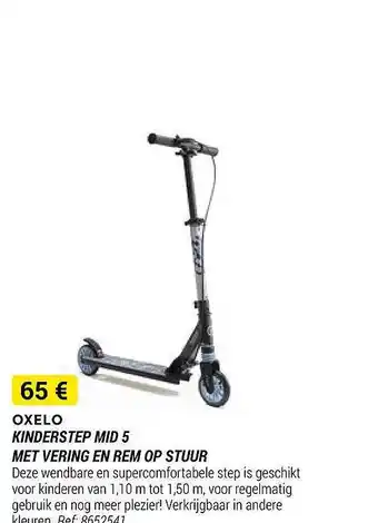 Decathlon Oxelo kinderstep mid 5 met vering en rem op stuur aanbieding