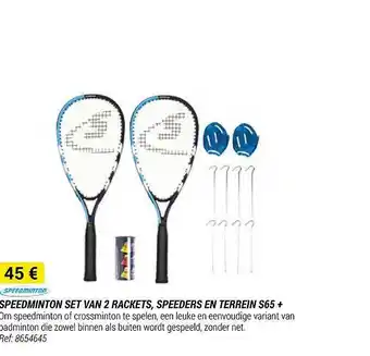 Decathlon Speedminton set van 2 reckets speeders en terrein s65+ aanbieding