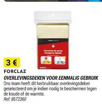 Forclaz overlevingsdeken voor eenmalig gebruik