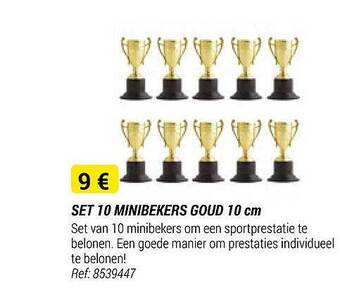 Decathlon Set 10 minibekers goud 10 cm aanbieding