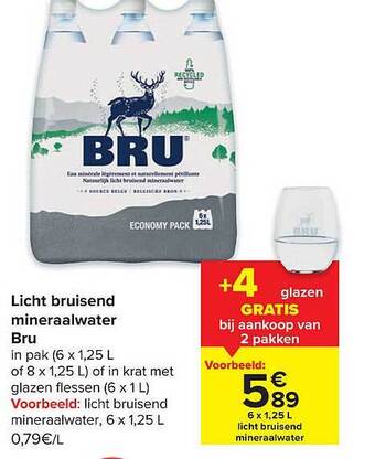 Hyper Carrefour Licht bruisend mineraalwater bru aanbieding