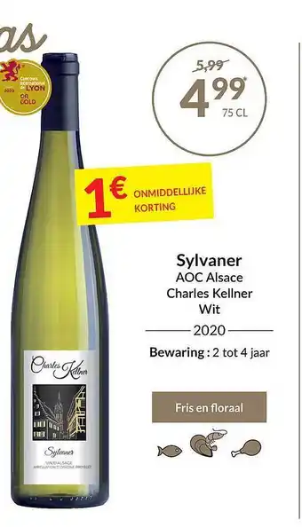Intermarché Sylvaner aoc alsace charles kellner wit 2020 aanbieding