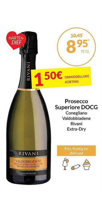 Intermarché Prosecco superiore docg conegliano valdobbiadene rivani extra-dry aanbieding