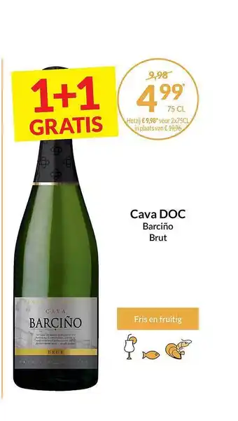 Intermarché Cava doc barciño brut 1+1 gratis aanbieding