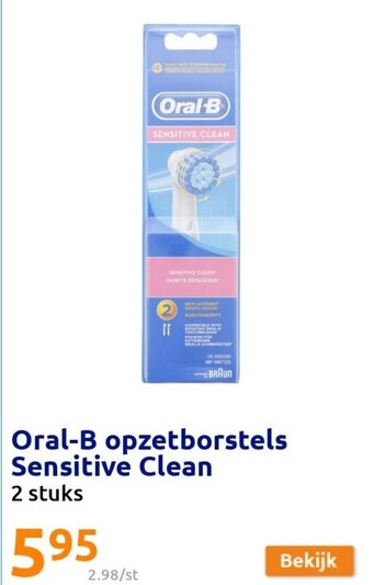 Action Oral-B Opzetborstels Sensitive Clean 2 Stuks aanbieding