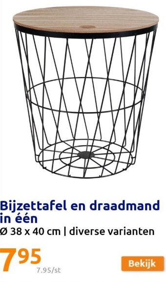 Action Bijzettafel en Draadmand in een aanbieding