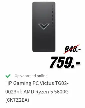 MediaMarkt Hp Gaming PC Victus TG020023nb AMD Ryzen 5 5600G aanbieding