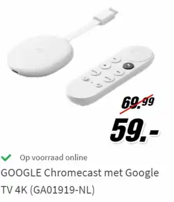 MediaMarkt Google Chromecast met Google TV 4K aanbieding