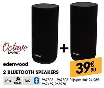 Electro Depot Edenwood 2 bluetooth speakers aanbieding