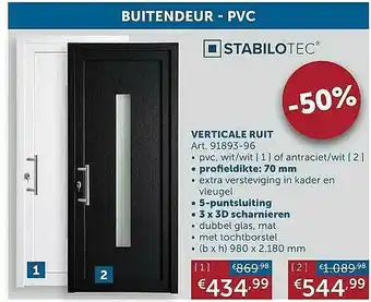 Zelfbouwmarkt Buitendeur Pvc Verticale Ruit aanbieding