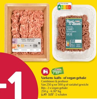 Delhaize Varkens-Kalfs- of Vegan Gehakt aanbieding