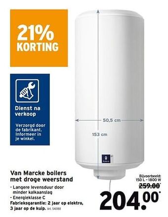 GAMMA Van marcke boilers met droge weerstand aanbieding