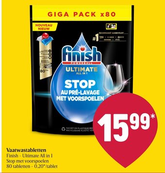 Delhaize Finish - Ultimate All in 1 Vaatwastabletten aanbieding