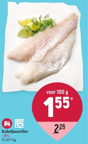 Delhaize Kabeljauwfilet 100g aanbieding