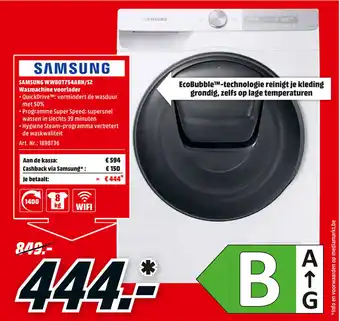 MediaMarkt Samsung WW80T754ABH/S2 Wasmachine voorlader aanbieding