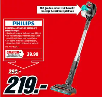 MediaMarkt PHILIPS SpeedPro 21.6 V (FC6726/01) Steelstofzuiger aanbieding