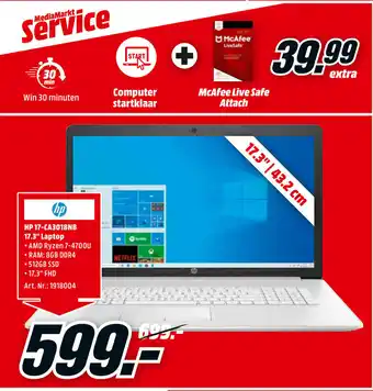 MediaMarkt HP 17-CA3018NB 17.3" Laptop aanbieding
