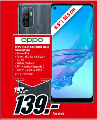 MediaMarkt Oppo A53 64 GB Electric Black Smartphone aanbieding