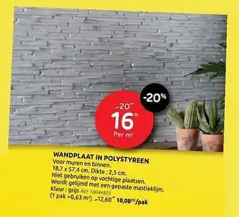 Wandplaat in polystyreen