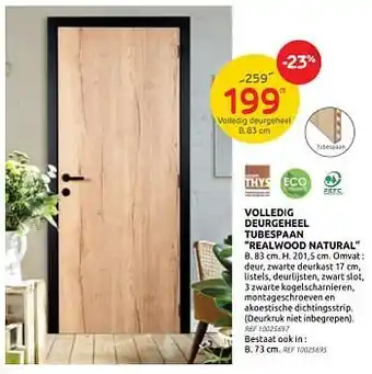 Brico Volledig deurgeheel tubespaan realwood natural aanbieding
