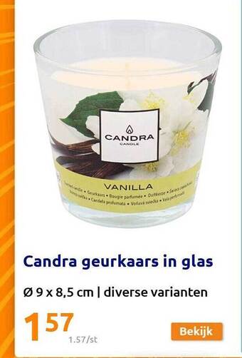 Action Candra geurkaars in glas aanbieding
