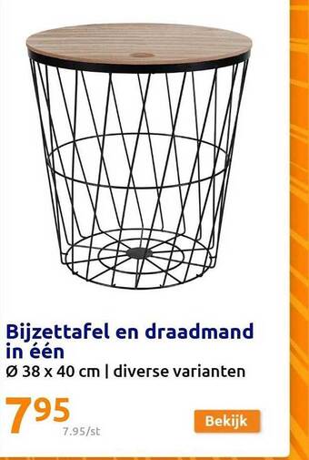 Action Bijzettafel en draadmand in één aanbieding
