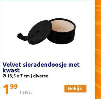 Action Velvet sieradendoosje met kwast aanbieding