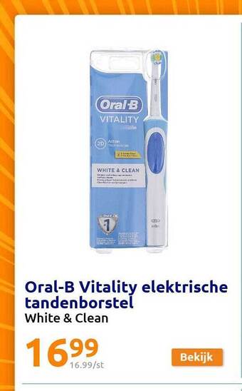 Action Oral-b vitality elektrische tandenborstel white & clean aanbieding